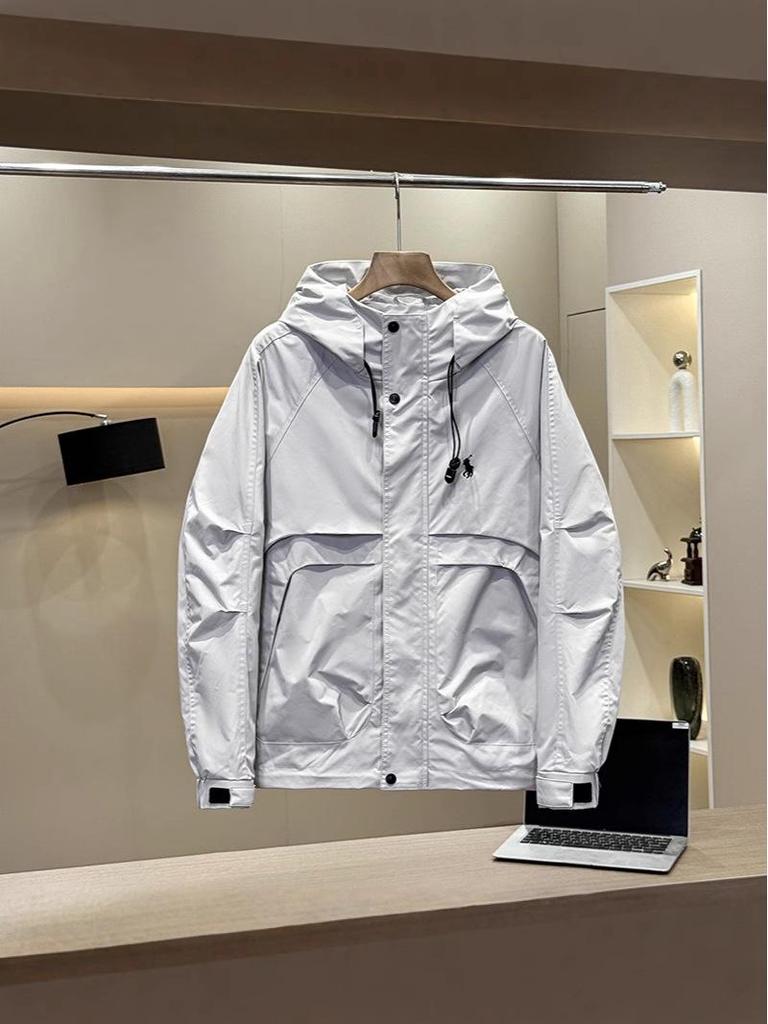 2025 Spring Men's Versatile Hooded Windbreaker Jacket Coat – Trendy Workwear Style for Autumn