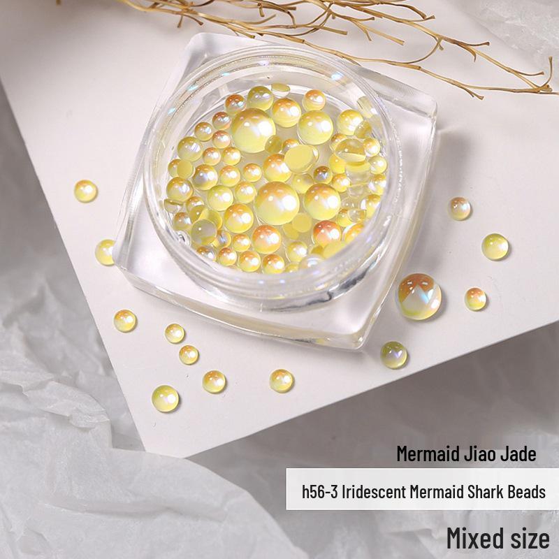 Mermaid Pearl Aurora Nail Rhinestones: Candy Color Crystal Bubble Beads for Nail Art Decor (Flat Bottom)