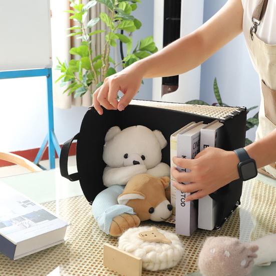 Ručně pletený bambusový úložný koš Velkokapacitní organizér Víceúčelový skládací design Koš na prádlo s uchem