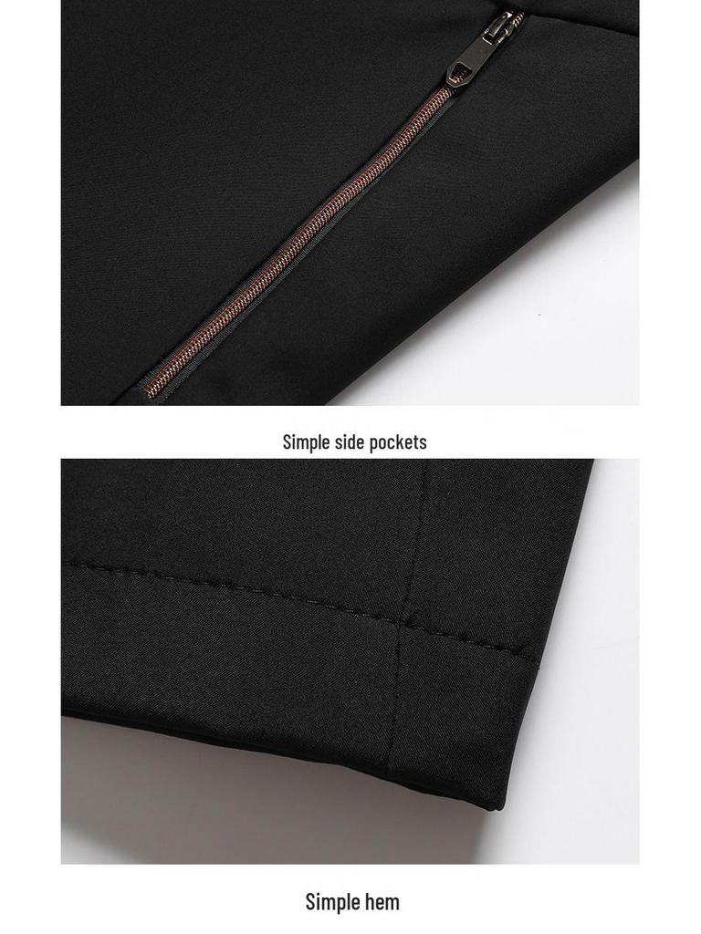 Herren Schwarz-Gold Baumwollgepolsterte Jacke mit Stehkragen und Samt-Graphen-Futter