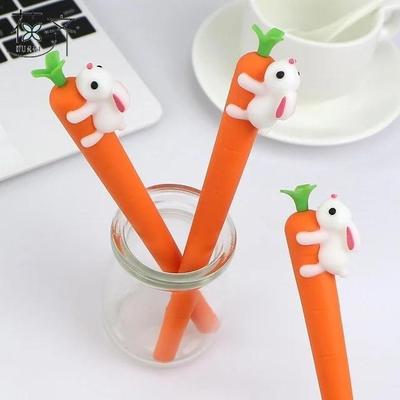 4 Pcs Cute Cartoon Carrot Rabbit Pen Animal Pen 0.5 Mm Student Creative Stationery Animal Pen