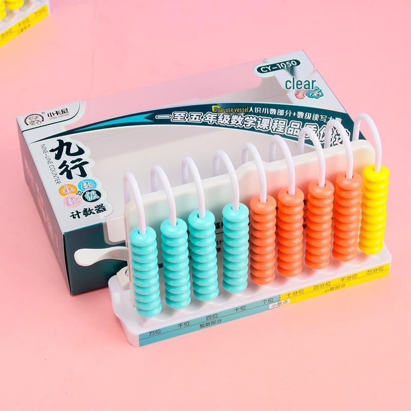 12-Line Math Abacus & 9-Line Decimal Counter for Primary Students Reset counter