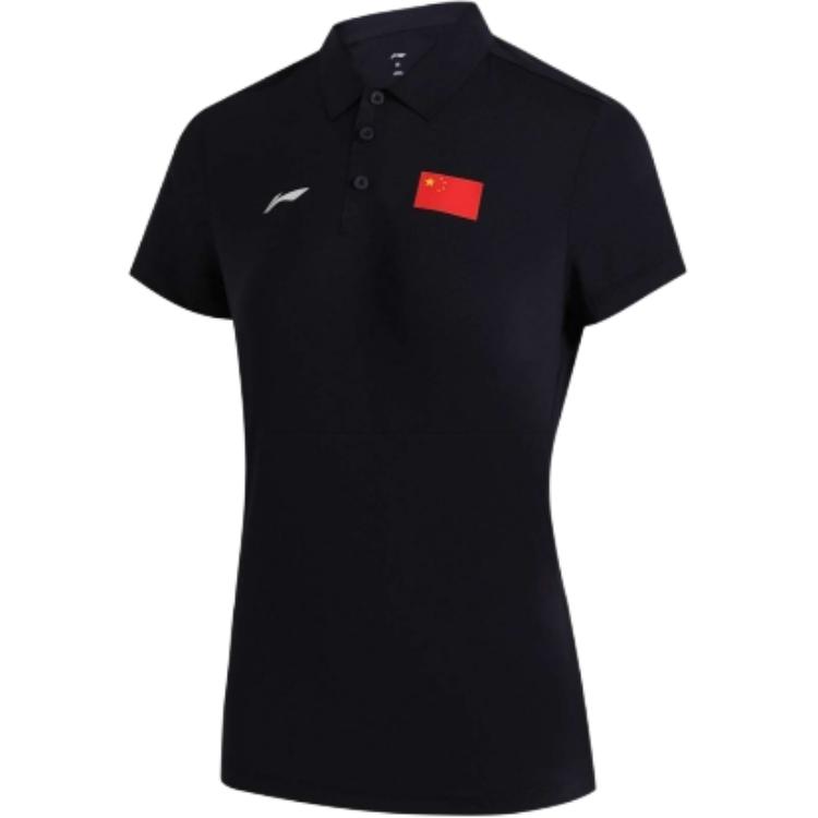 

Li-Ning Soft Comfortable Breathable Versatile Casual Short Sleeve Polo Shirt Women tops Deep-Blue APLU070-1 S