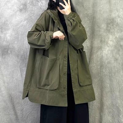 Retro High-End Loose Hooded Windbreaker Jacket (Autumn 2025) - Plus Size Temperament Slimming Fashion