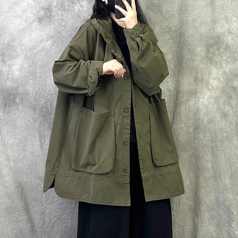 Retro High-End Loose Hooded Windbreaker Jacket (Autumn 2025) - Plus Size Temperament Slimming Fashion