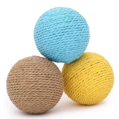 Jute Ball Cat Toy with Large Self-Entertainment Ball Squeaker Extra for Teething Biting Natural Sisal Toy