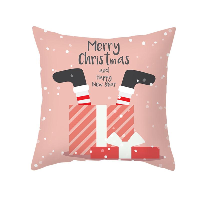 Christmas Pillow Case Wish Cartoon Print Peach Skin Christmas Pillow Home Sofa Cushion