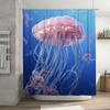 Blue Sea Jellyfish Printed Shower Curtain for Bathroom Decor Waterproof Home Accessories Pink White Blue Colorful Flowers Artwor