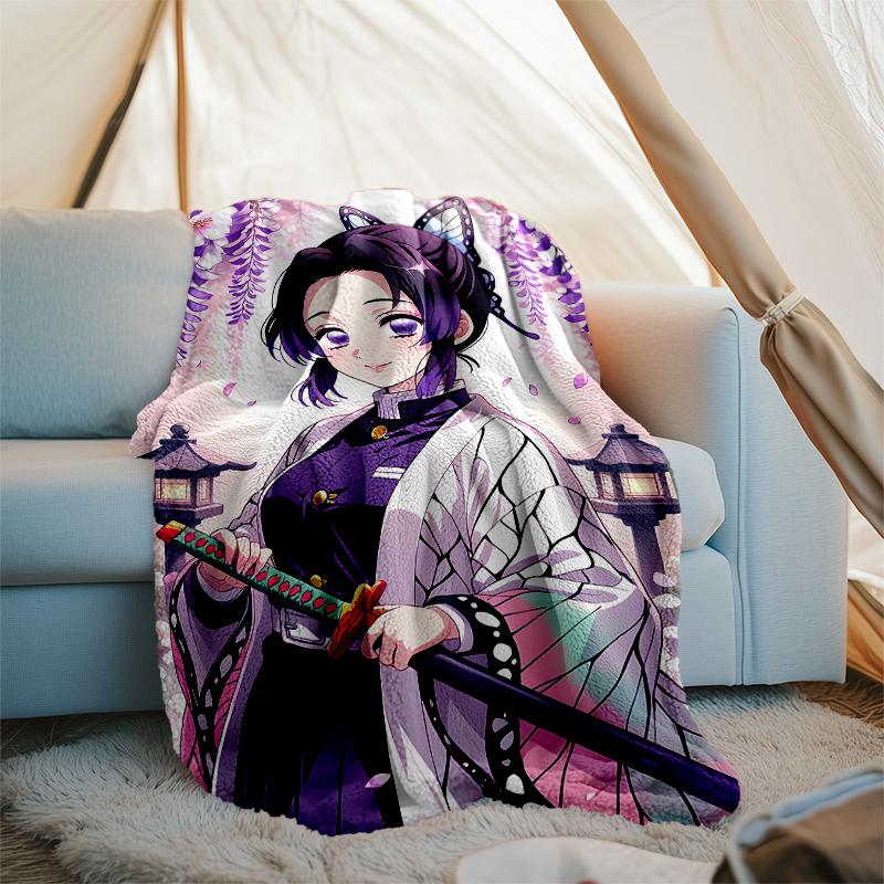 Demon Slayer Shinobu Kocho Printed Throw Blanket—soft,warm;versatile Blanket for All Seasons—perfect As &air-conditioning Throw,nap Blanket