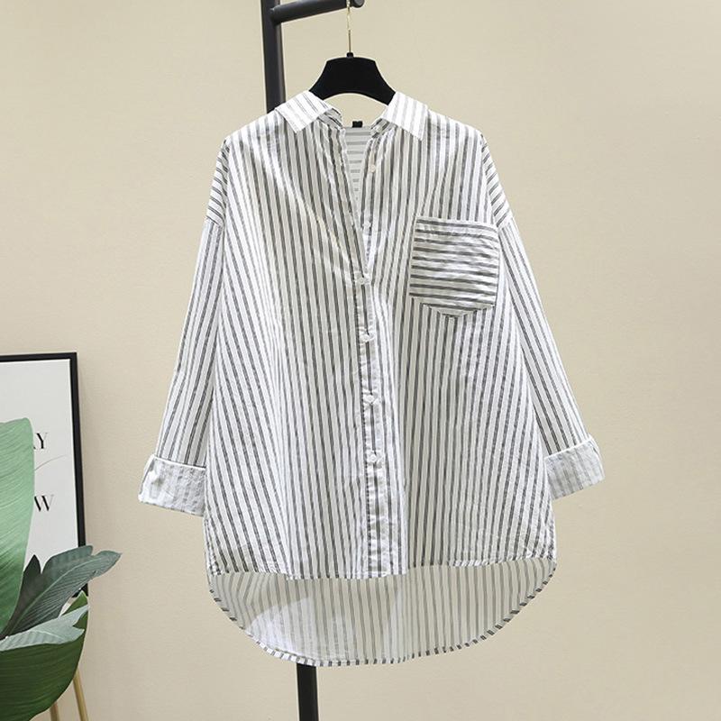 

Женская рубашка с длинным рукавом, осенняя новинка, свободный повседневный топ, простая свободная рубашка с длинным рукавом M