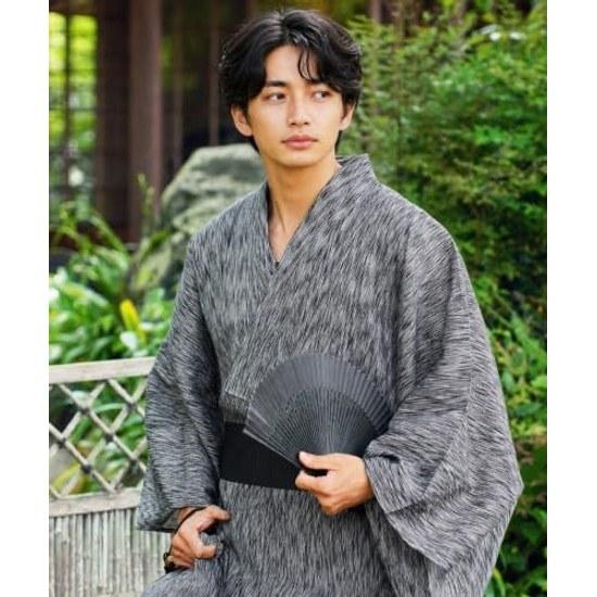 Rochelle Jiggys Shop Mens Yukata 6-Piece Set (Yukata Obi Geta Shingen-bukuro Sensu Koshi-obi) One-touch Easy Dressing Summer Clothing Festival Cool