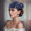 Cappello Pillbox da Donna Fiori Berretti Vintage Britannici in Feltro Cappellino per Chiesa Festa del Tè Accessorio