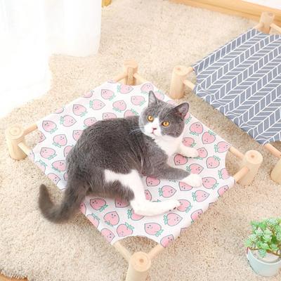 Comfortable Wood Pet Camp Bed Sturdy Detachable Cat Hammock Bed Breathable Durable Kitten Sleeping Bed Living Space