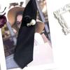 Fashionable Black Pre Tied Neck Tie with 3D Flower Rhinestones Pearls Embellished for Formal and School Uniform Ties