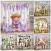Farm Animals Shower Curtains Highland Cow Pig Horse Rustic Purple Floral Sunflower Autumn Scenery Fabric Bathroom Curtain Decor