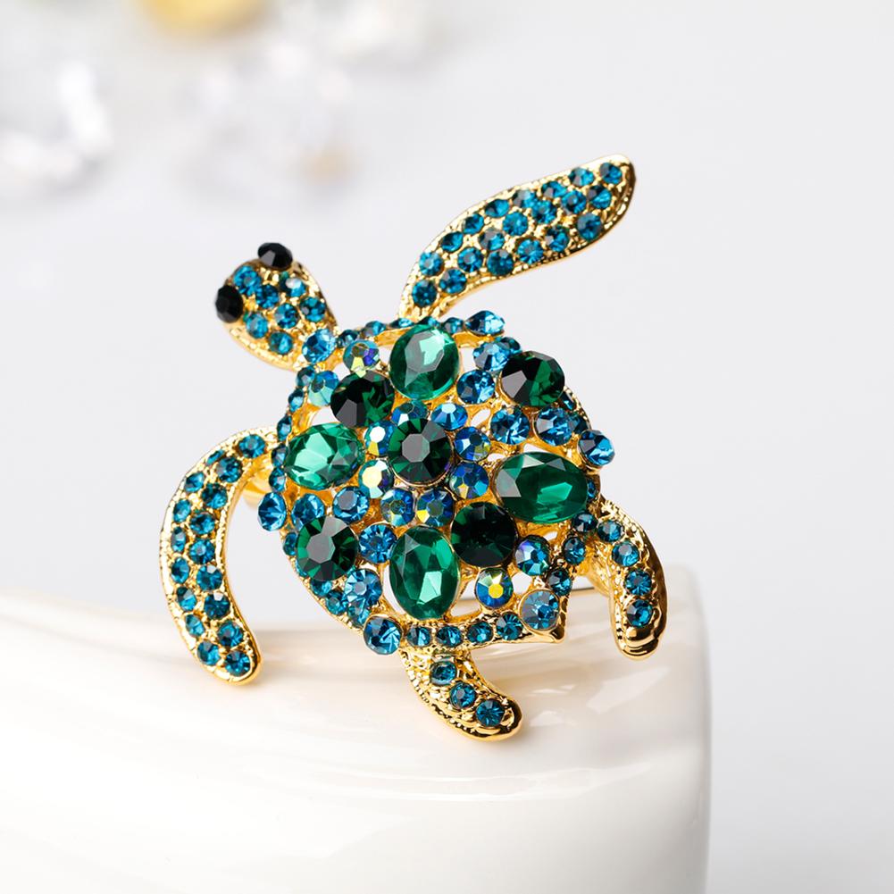 Women Exquisite Tortoise Turtle Brooch Pin Chic Crystal Broochpin Jewelry