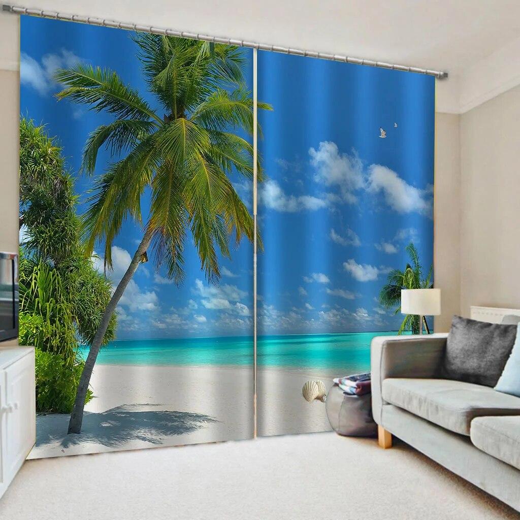 3D Digital Printing Window Curtains, Tree Scenery Playing Dolphin, Bedroom, Living Room, 2 Panels, Free Shipping