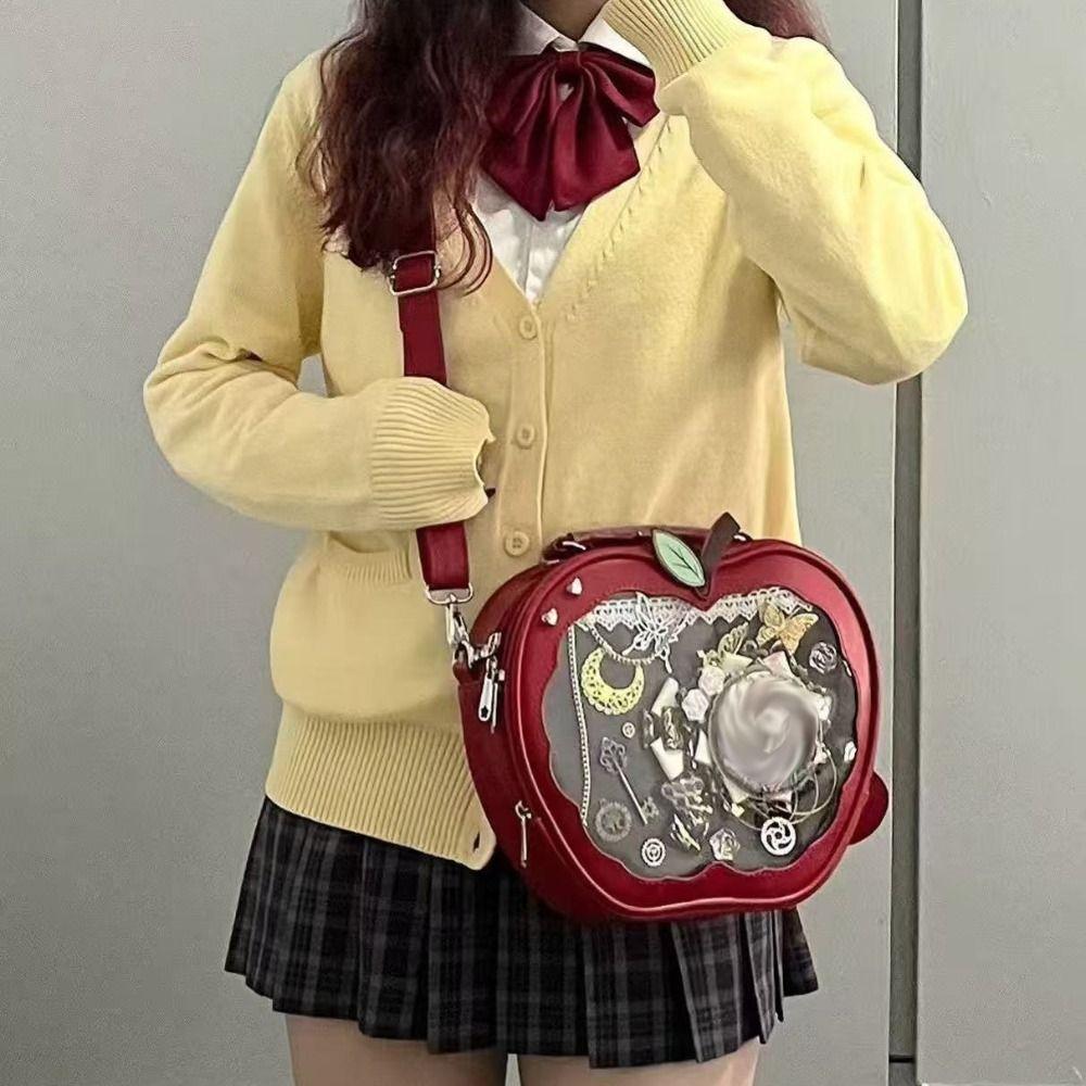 Torba na zamek Kawaii Owocowa Itabag Bawełniana Torba na Lalki PU Przezroczysta Kieszeń Torba na Drobiazgi Przechowywanie Gadżetów Idola Modne Plecaki
