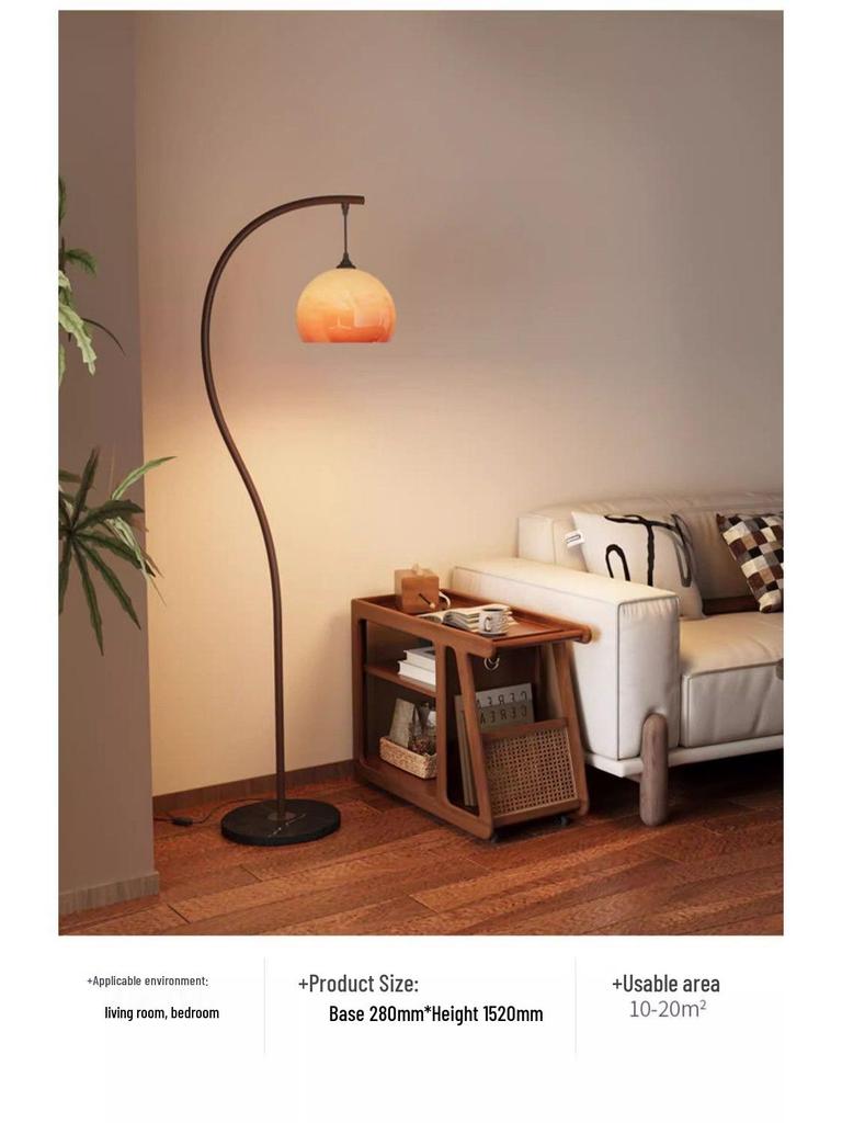 Vintage Wabi-sabi Fishing Floor Lamp for Living Room, Bedroom, or Study