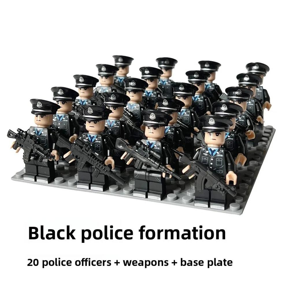 Bausteinpuppe Polizei fängt Dieb Verkehr China Kunststoff Baustein Spielzeug Junge Geburtstagsgeschenk