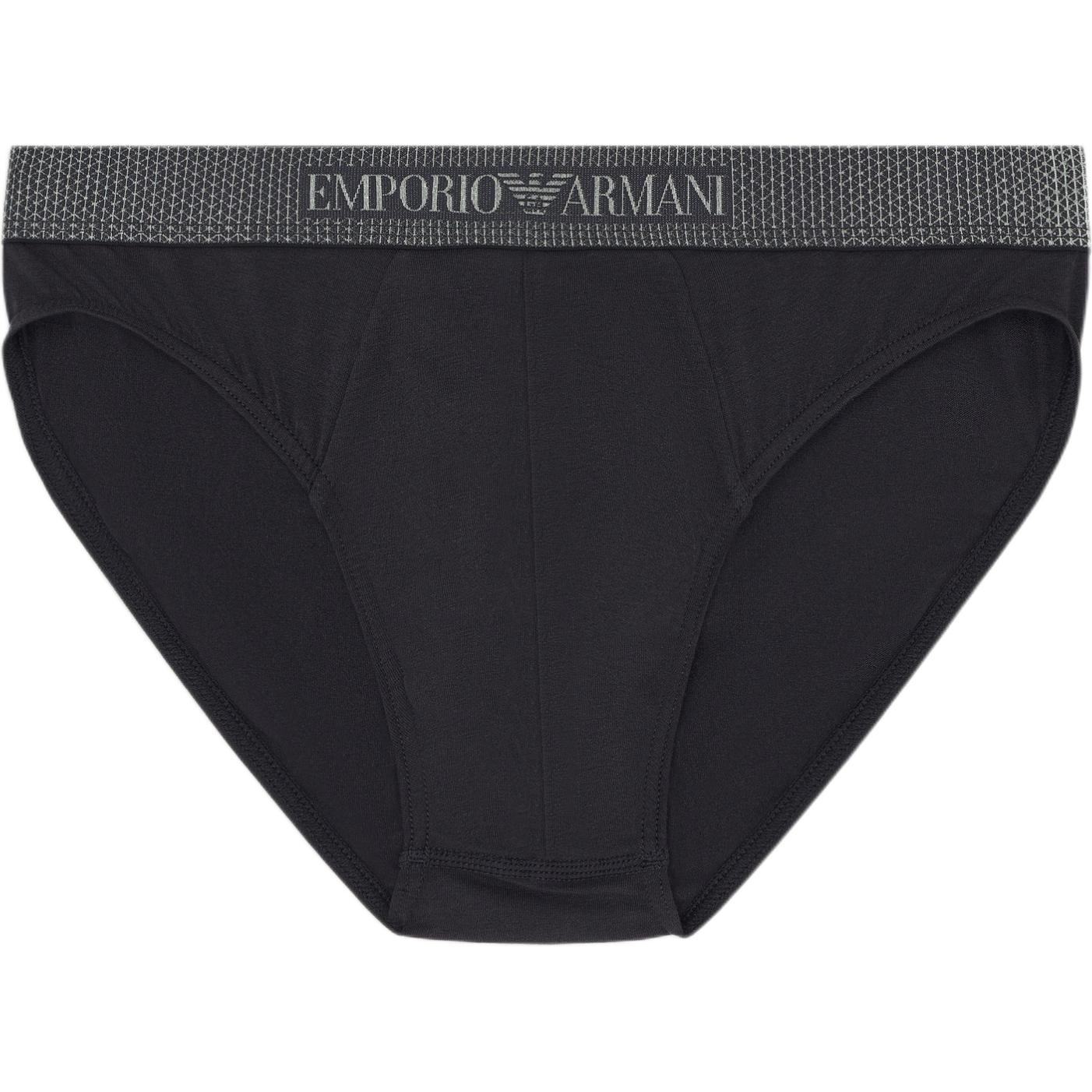 

Emporio Armani FW24 Cotton Stretch Fit Triangle Jacquard Trimmed Underwear Men underwear Black EM000239AF10771UC001 S