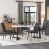 Dining Group: Rectangular Dining Table Marble Pattern + 4 Modern Upholstered Chairs with Backrest, Metal Frame, Velvet, Black & Grey
