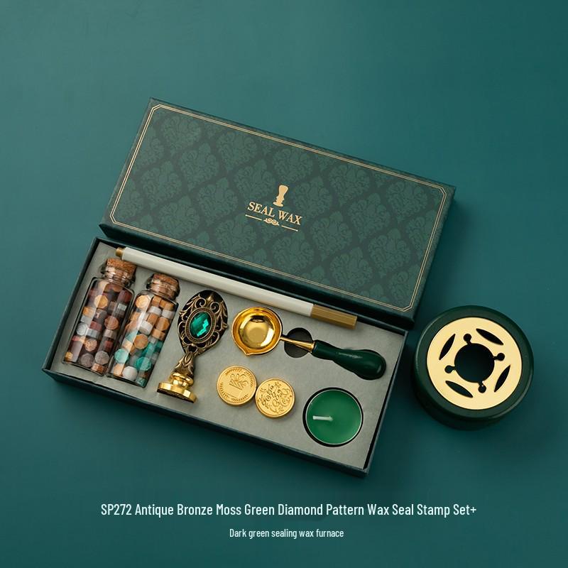 Creative Retro Wax Sealing Stamp Set - Includes Stamp, Wax Granules, and Fire Paint for Envelopes & Gifts.