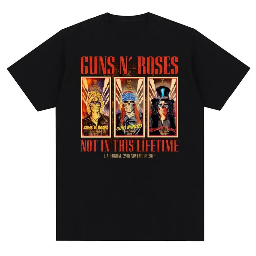 Koszulka z nadrukiem graficznym Guns N Roses Vintage Zespół Rockowy Streetwear Krótki Rękaw Moda Okrągły Dekolt Koszulka Kobiety Mężczyźni Bawełniana Koszulka