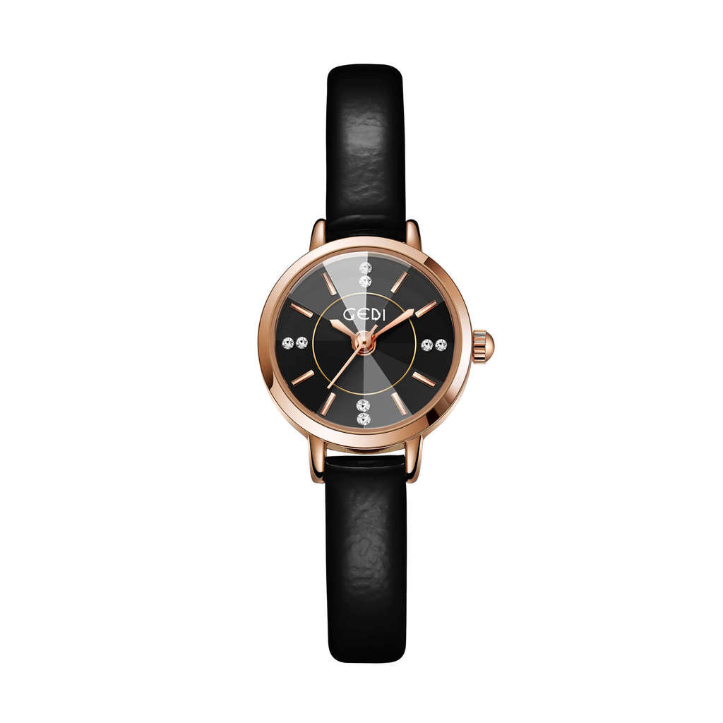

Womens Fashion Quartz Watch With Leather Strap For Casual Wear Black