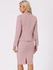 Allegra K Women's Two-Piece Blazer and Skirt Set with Tweed Trim, Pink, Size M