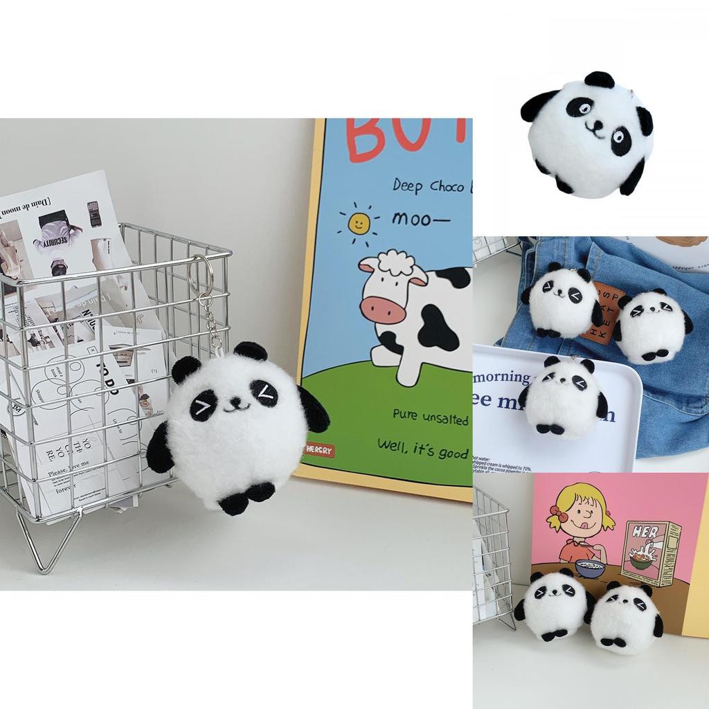 Adorable Panda Plush Toy Keychain Cute Black And White Stuffed Animal Bag Charm