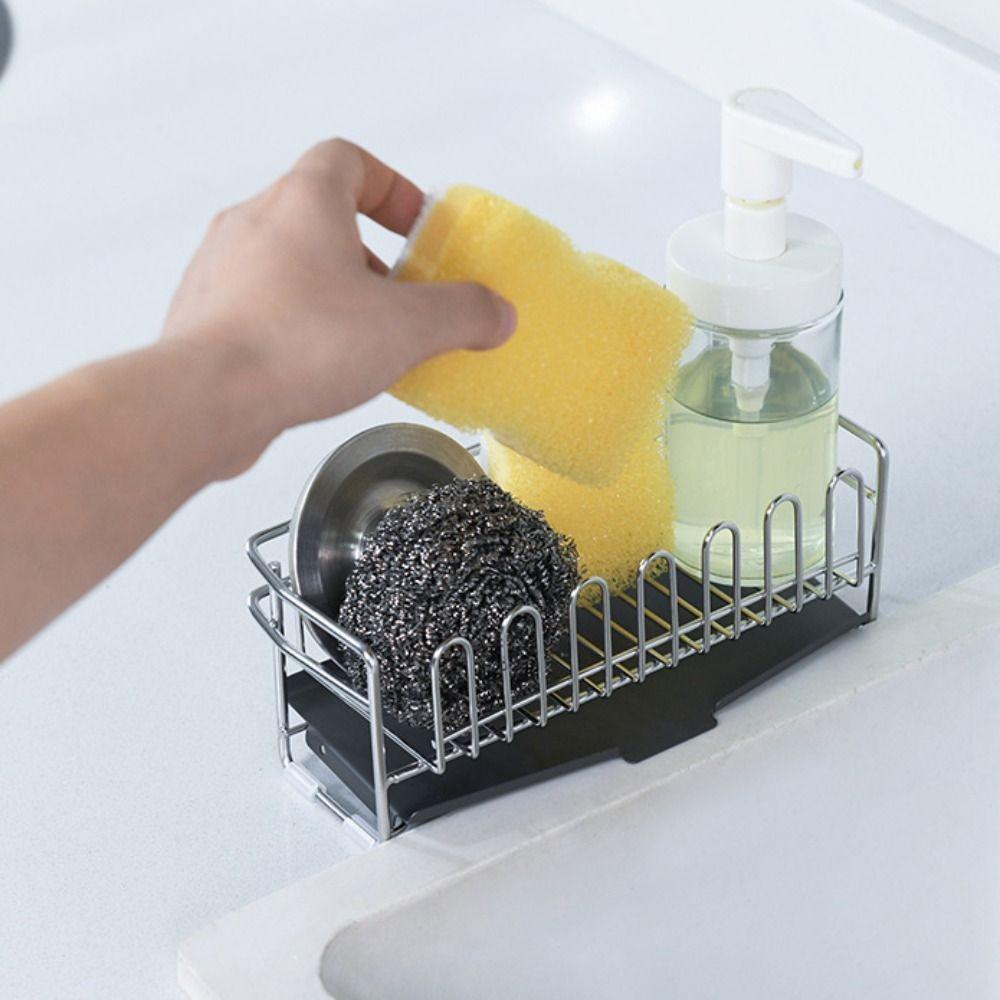 with Drain Tray Kitchen Drain Rack Rust-proof Sink Sponge Rack Dish Drying Rack  Countertop
