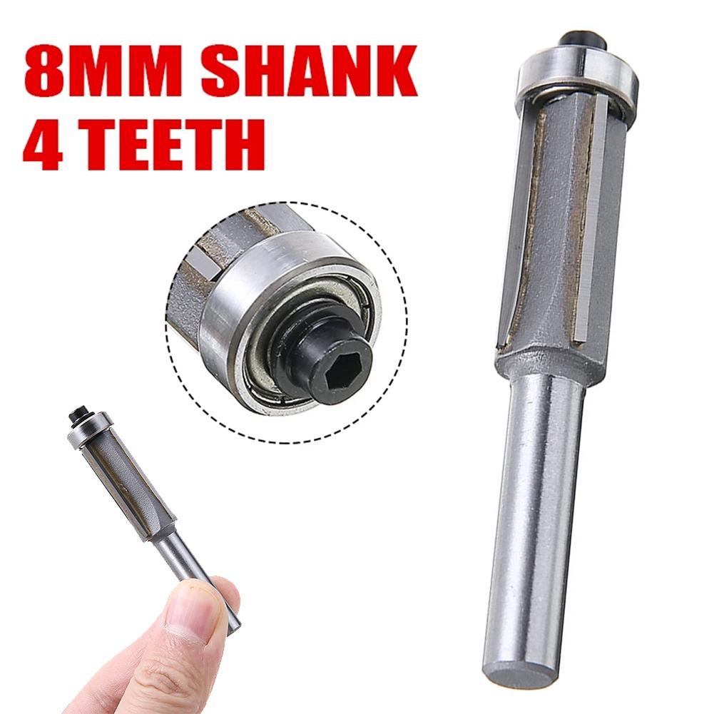 Double Bearing Flush Trim Router Bit with 8mm Shank for Woodworking Anti Kickback Design and Enclosed Lubricated Bearing