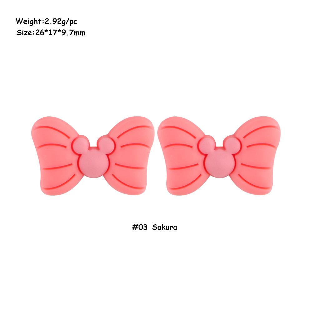 Kovict 6pc Bowknot Silicone Beads For Jewelry Making Food Grade Mini Bow Tie Beads DIY Pacifier Chain Accessories