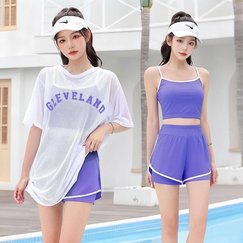 Комплект спортивного купальника из трех предметов большого размера с накидкой M (85-100 lbs)