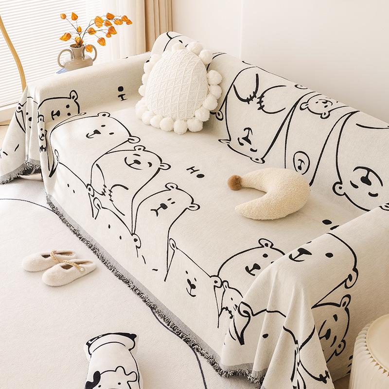Chenille Sofa Towel Full Cover Cloth Cartoon Creative Sofa Slipcover All-Inclusive Universal Cover Non-Slip Anti-Scratching Sofa Cushion Blanket