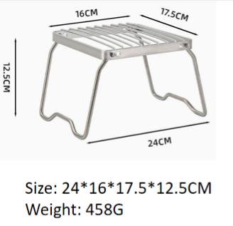 Portable Mini Folding Stainless Steel Stove Top Stand Outdoor Small Size Barbecue Grill Tray Stand with Rack for Camping Grills