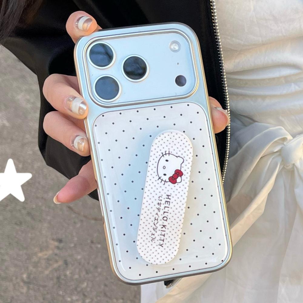 Electroplating Wave Point With KT Bracket Phone Case For iPhone 17 16 15 14 Pro Max Cover With Stand Shockproof Protective Cases