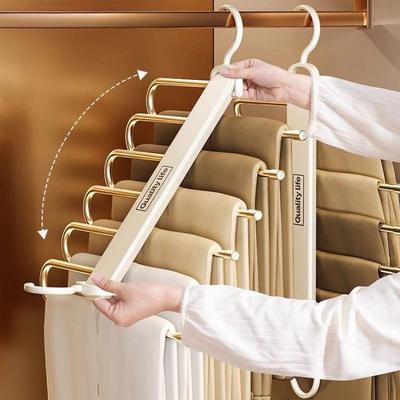 Multifunctional Multi-layer Pants Hanger with Clips - Non-Marking Wardrobe Organizer