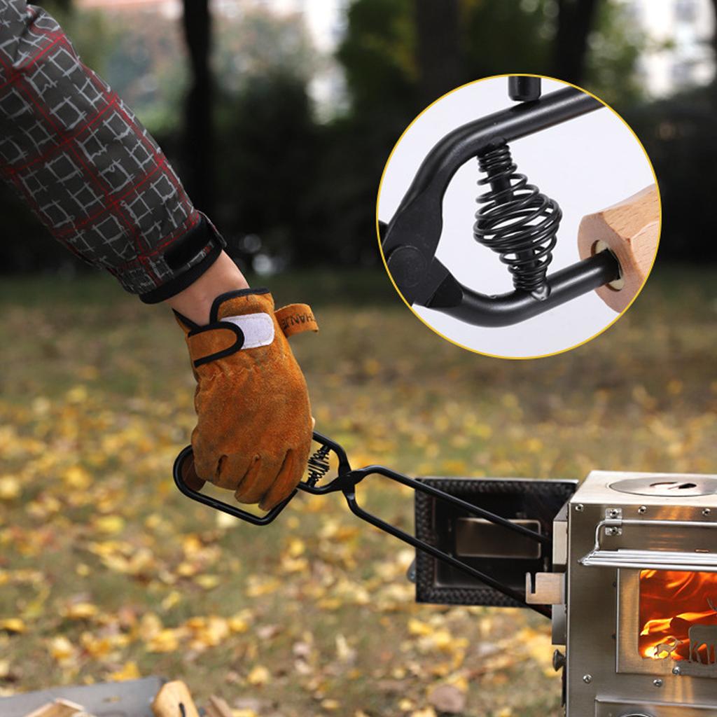Comfortable Grip Charcoals Clip Metal Wood Barbecue Fire Tongs Fireplaces Tongs for Easy Charcoals Management