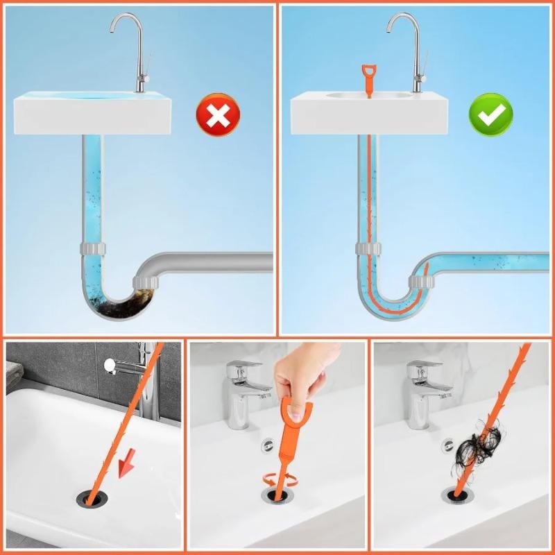 100PCS Kitchen Sink Bath Hair Cleaner Hook Brush Long Hair Plug Hole Hair Collector Catcher Strainer Bathroom Drain Sewer Dredge Device