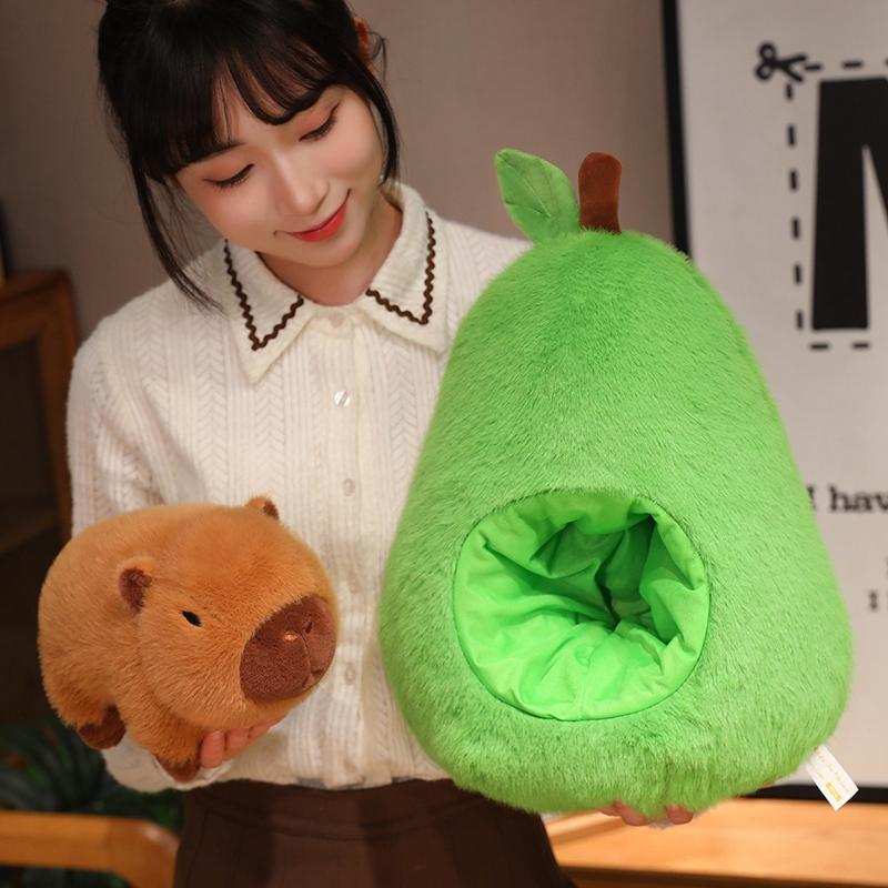 Fruit Capybara Avocado Plush Toy Stuffed Apple Pig Doll Sleep Pillow Holiday Birthday Gift Kawaii Room Decor Creative Cushion