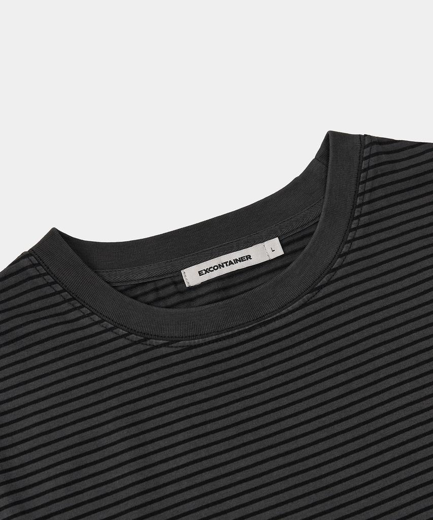 EXCONTAINER Pigment Dyed Stripe Half T-Shirt (Chacoal)