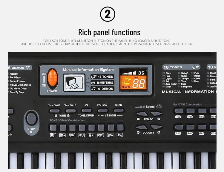 61-Key Children's Electronic Keyboard with Microphone - Educational Musical Toy Piano with Power Supply