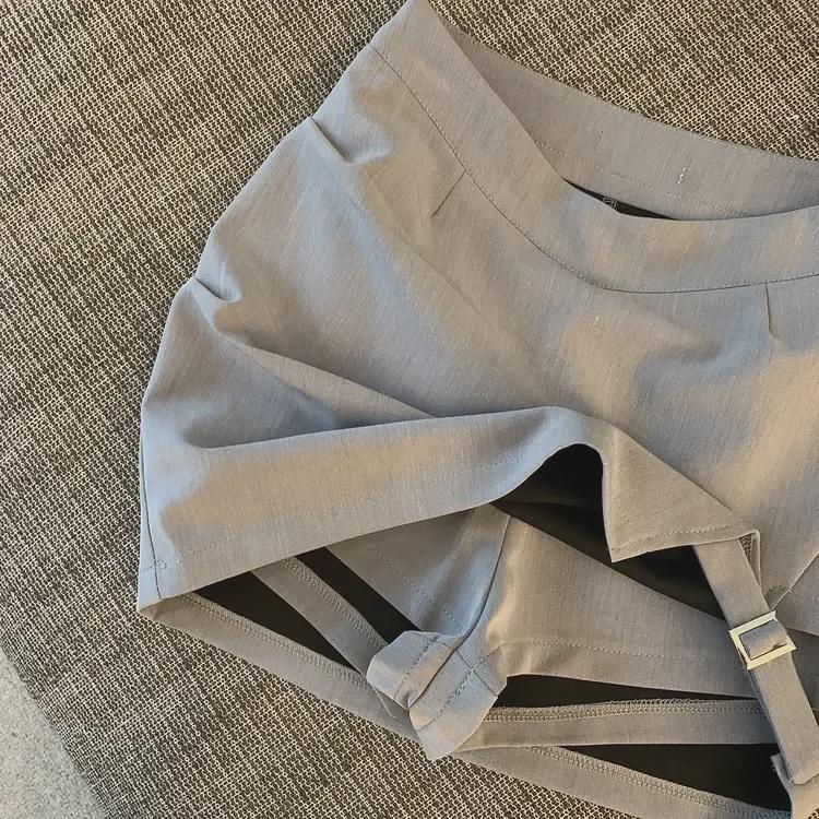 Summer Lace-Up A-Line Skirt with Irregular Slit