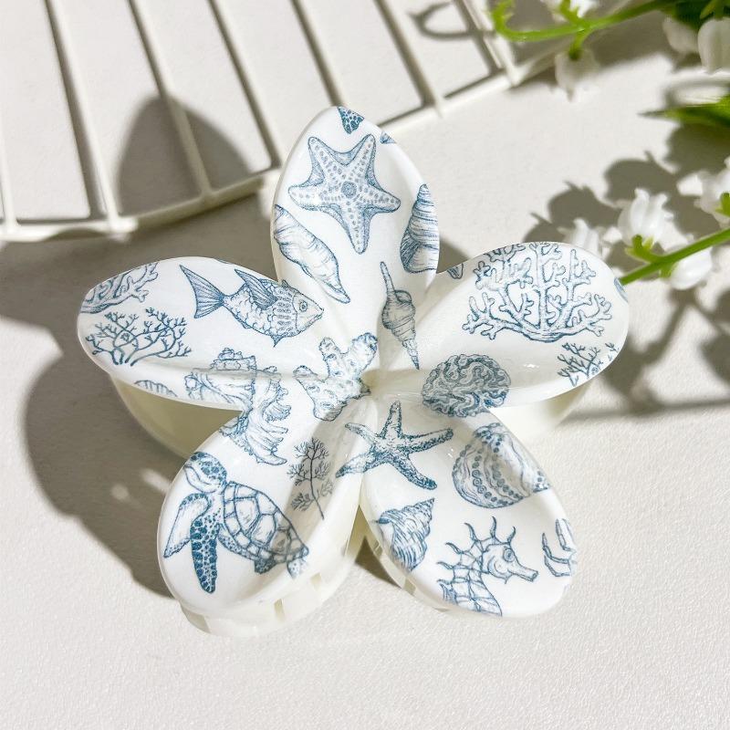 Printed Clips, Egg Flower Fresh and Light Hair Clips Back of The Head Updo Shark Clips