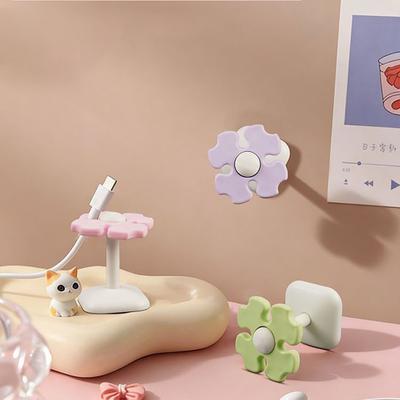 Flower Cable Organizer Adhesive Home Office Nightstand Desk Cord Holder Wire Management Clip Phone Charging Cord Keeper