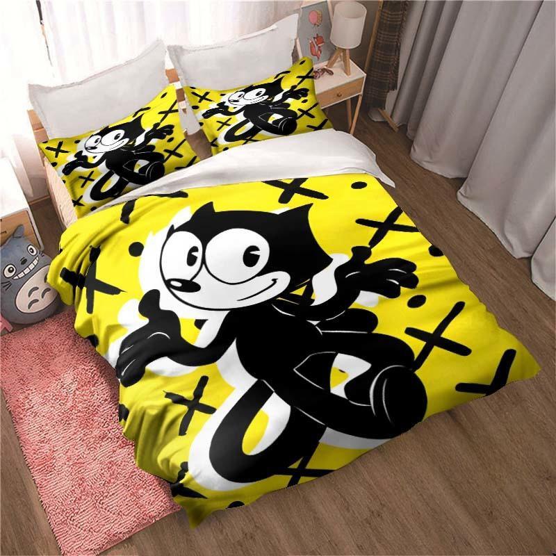 

Модный комплект постельного белья с изображением кота Феликса, модный комплект постельного белья с 3D-печатью для украшения дома, для мальчиков и девочек, королевского размера, пододеяльник, наволочка EU single(135x200cm)