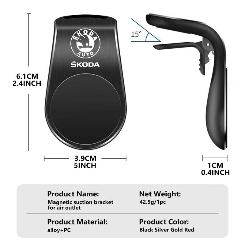 Car Magnetic L-Type Phone Holder Car Smart Phone Stand Clip For Skoda Octavia Superb RAPID FABIA KAMIQ KAROQ KODIAQ YETI ZA1