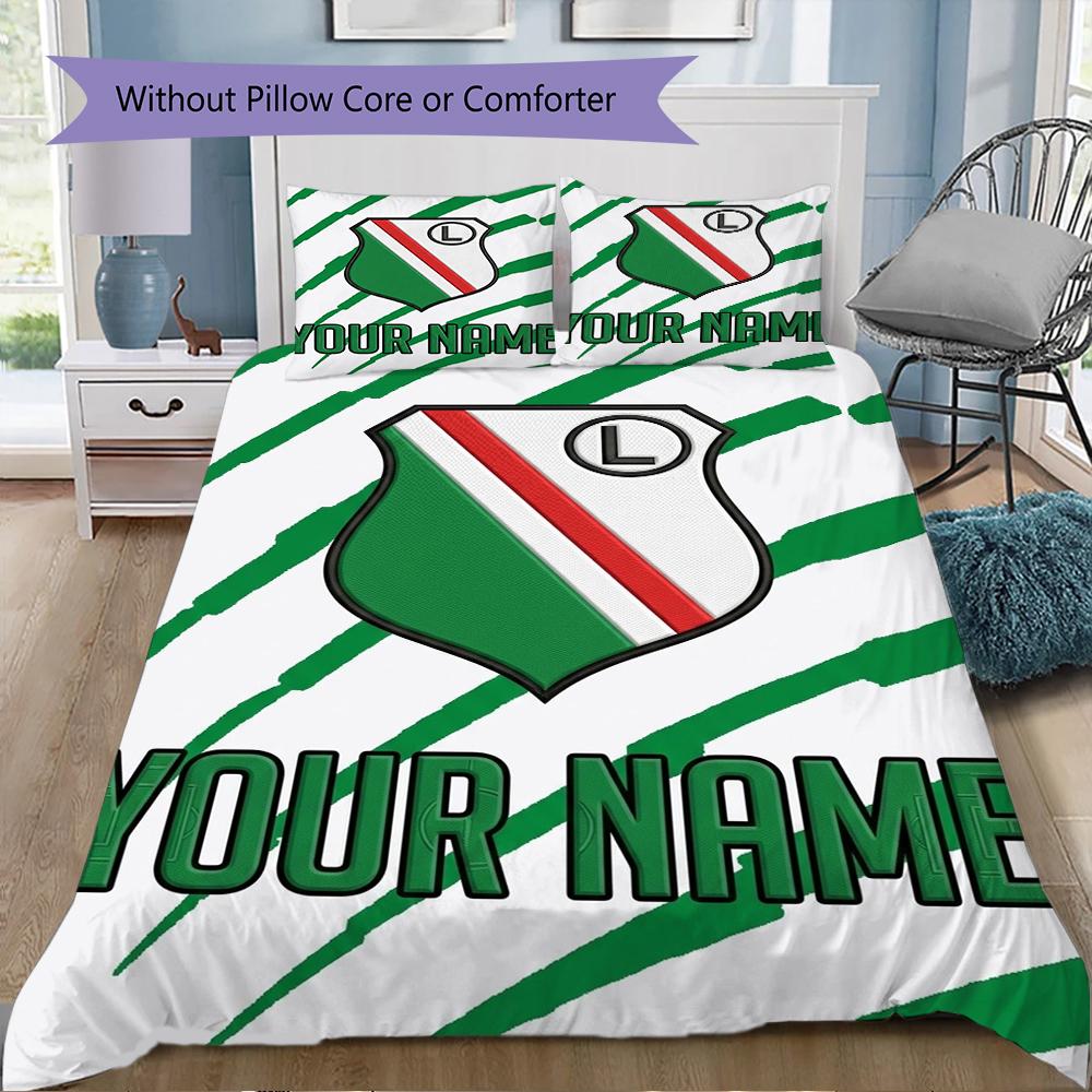 Özel İsimli Legia Warszawa Desenli Nevresim Takımı Yorgan Örtüsü Yastık Kılıfı Ev Dekorasyonu Doğum Günü Hediyesi (1*yorgan kılıfı+2*yastık kılıfı (içsiz))